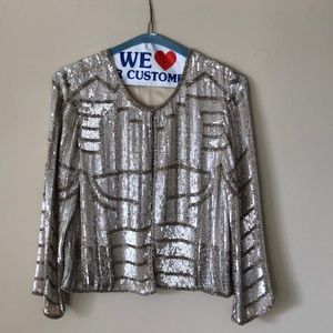PARKER Gold Sequin Cardigan (XS)